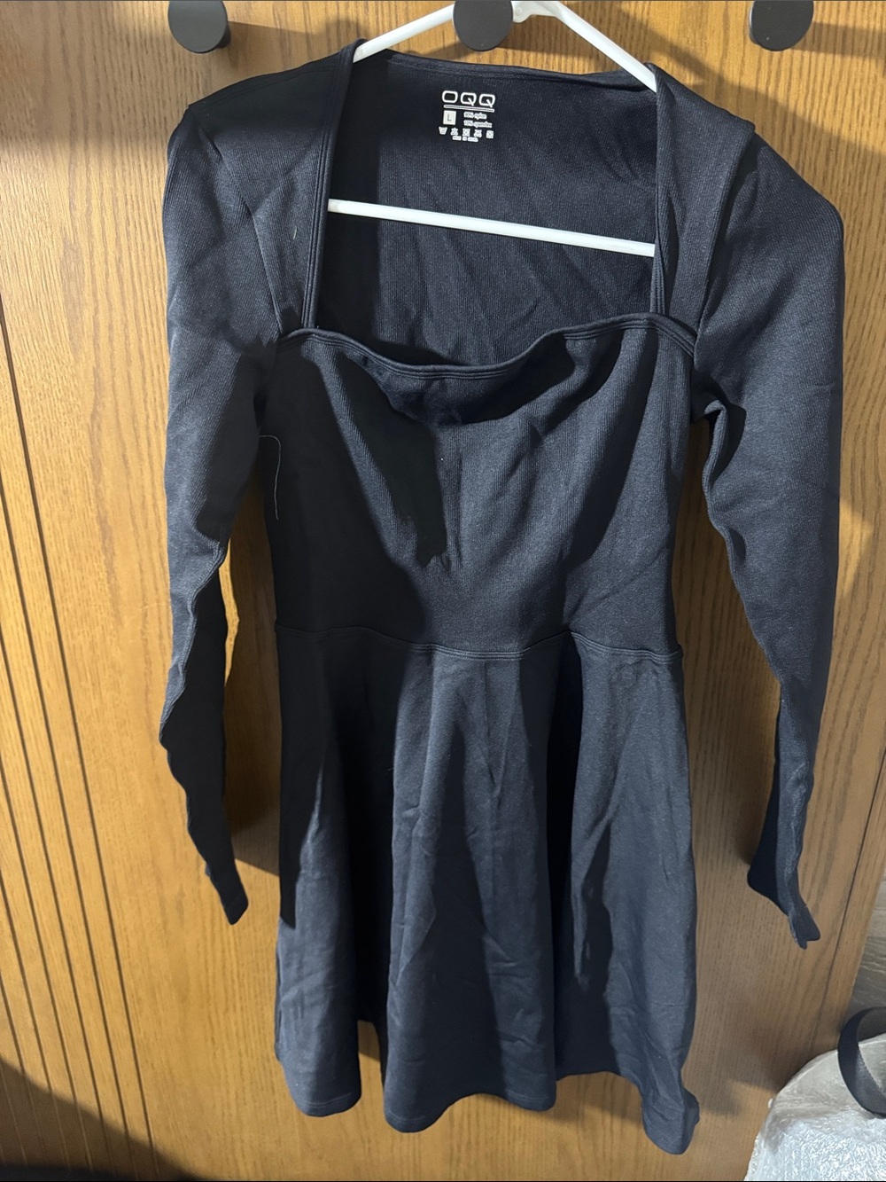 OGG Black Long-Sleeve Fit & Flare Dress